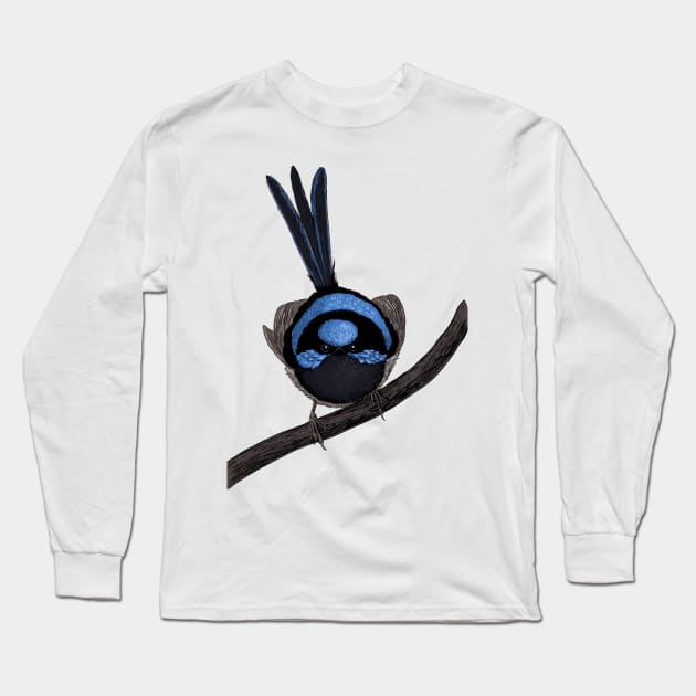 Fairy wren drawing 2 Long Sleeve T-Shirt by katerinamk